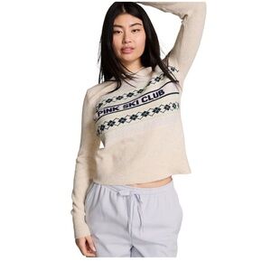 Pink Victoria's Secret Collegiate Knit Ski Club Sweater NWT Size S